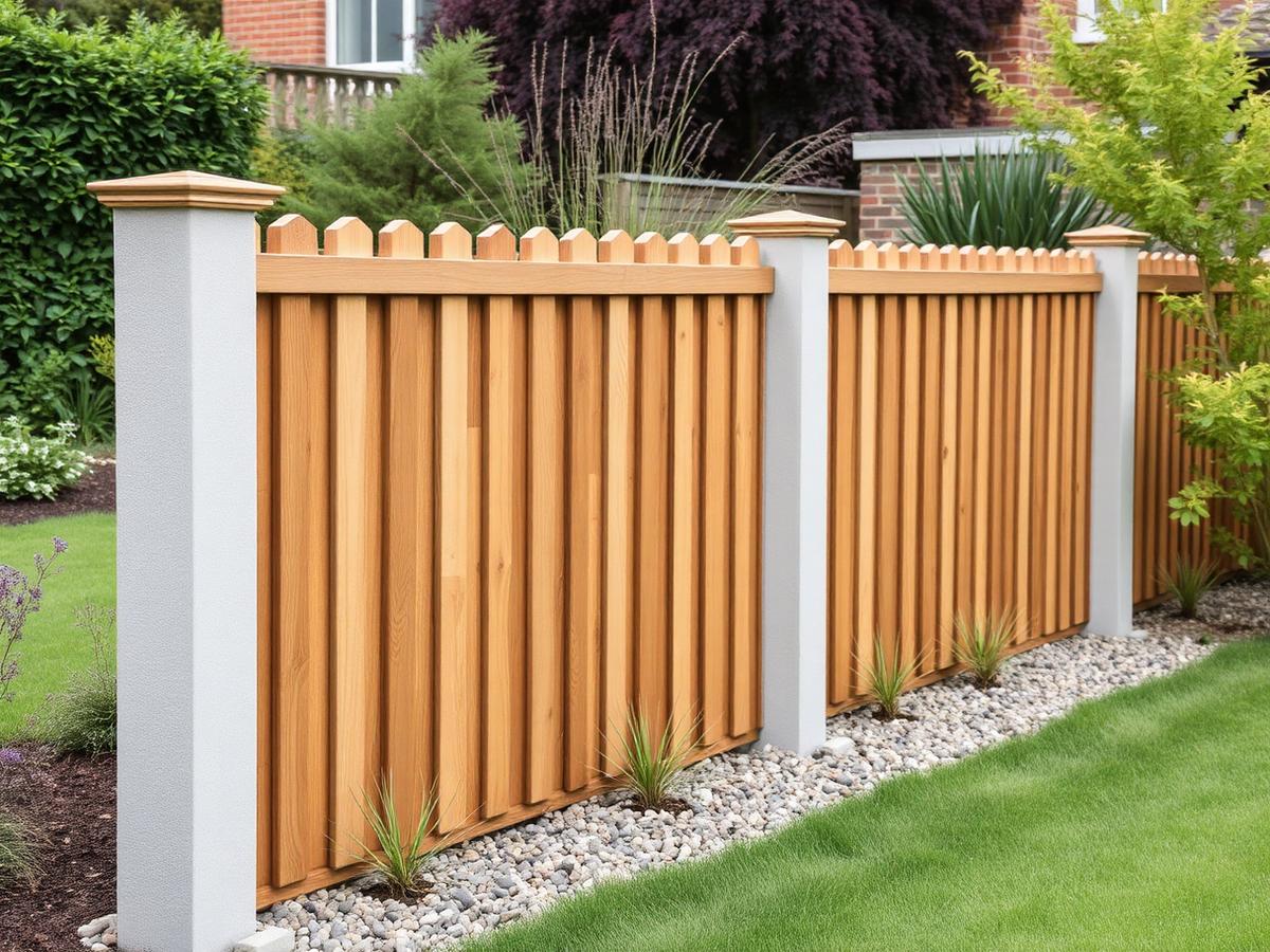 Newly installed timber garden fence with concrete posts in a Stoke-on-Trent back garden